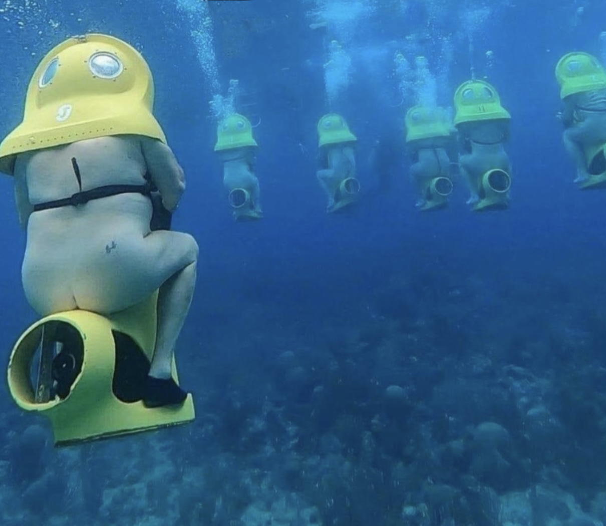 Naked Underwater Scooting Blank Meme Template