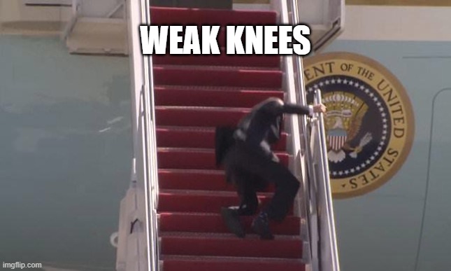 Biden Fall | WEAK KNEES | image tagged in biden fall | made w/ Imgflip meme maker