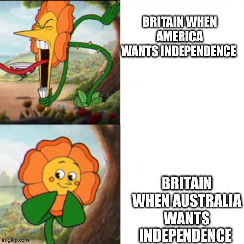 Sunflower | BRITAIN WHEN AMERICA WANTS INDEPENDENCE; BRITAIN WHEN AUSTRALIA WANTS INDEPENDENCE | image tagged in sunflower | made w/ Imgflip meme maker