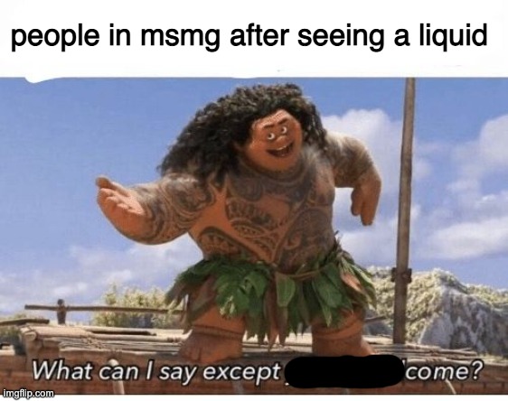 What can I say except you're welcome? | people in msmg after seeing a liquid | image tagged in what can i say except you're welcome | made w/ Imgflip meme maker