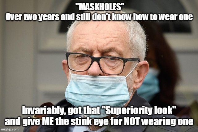 MASKHOLES | "MASKHOLES"
Over two years and still don't know how to wear one; Invariably, got that "Superiority look" and give ME the stink eye for NOT wearing one | image tagged in memes | made w/ Imgflip meme maker