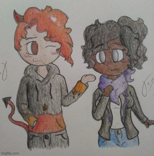 Here's a redraw of Noah_Red_Storyridge's Ocs Jenny and HJ. Hope you like it :3 | image tagged in princevince64,cute,redraw | made w/ Imgflip meme maker