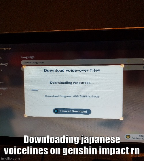 Downloading japanese voicelines on genshin impact rn | image tagged in blank white template | made w/ Imgflip meme maker