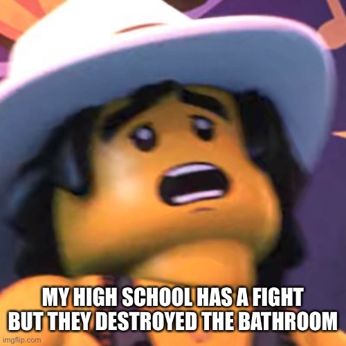 Cole | MY HIGH SCHOOL HAS A FIGHT BUT THEY DESTROYED THE BATHROOM | image tagged in cole | made w/ Imgflip meme maker