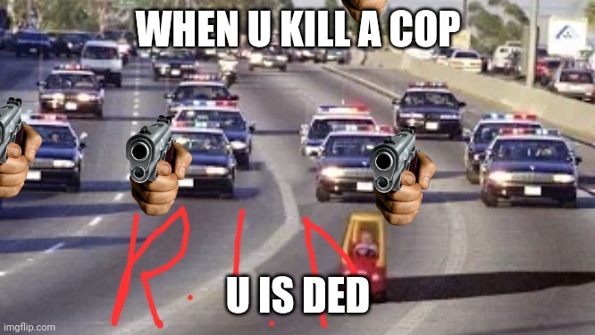 What happed when u kill a cop | WHEN U KILL A COP; U IS DED | image tagged in cop chase | made w/ Imgflip meme maker