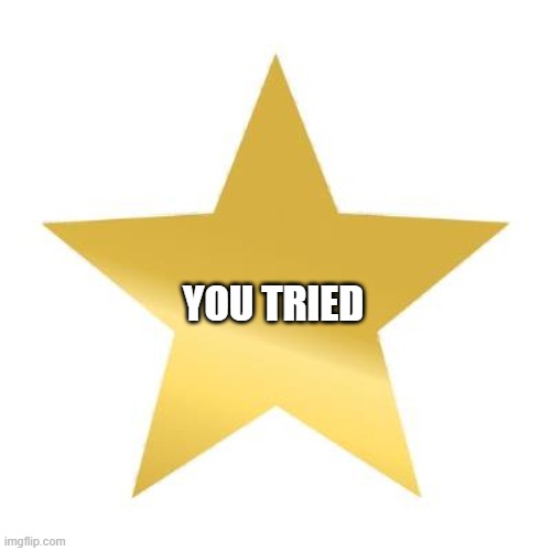 you tried star | YOU TRIED | image tagged in you tried star | made w/ Imgflip meme maker