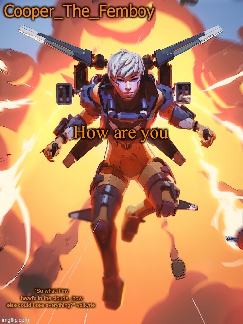 Valkyrie temp | How are you | image tagged in valkyrie temp | made w/ Imgflip meme maker
