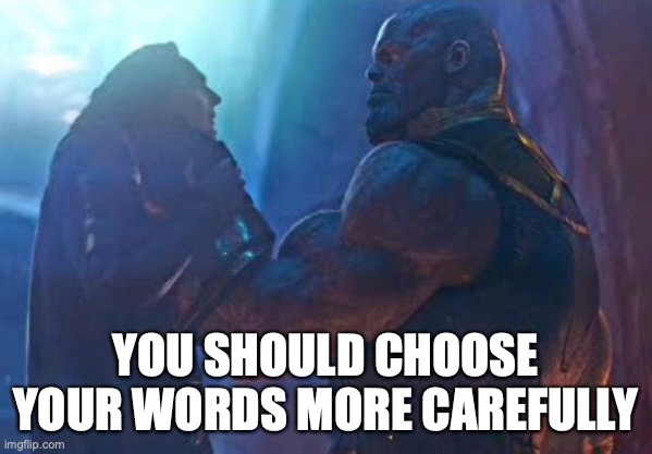 You should choose your words more carefully | YOU SHOULD CHOOSE YOUR WORDS MORE CAREFULLY | image tagged in you should choose your words more carefully | made w/ Imgflip meme maker