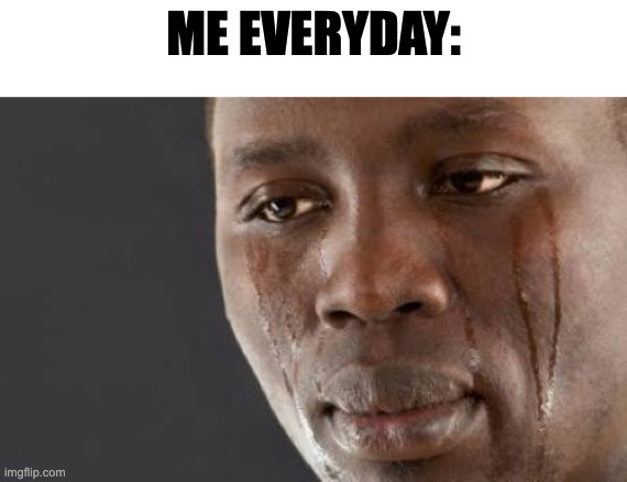 Crying guy | ME EVERYDAY: | image tagged in crying guy | made w/ Imgflip meme maker