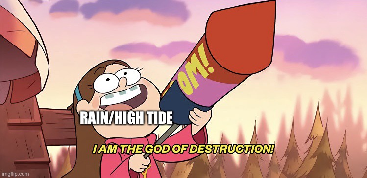 I am the god of destruction | RAIN/HIGH TIDE | image tagged in i am the god of destruction | made w/ Imgflip meme maker