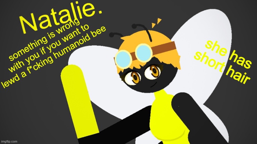 something is wrong with you if you want to lewd a f*cking humanoid bee; she has short hair | made w/ Imgflip meme maker