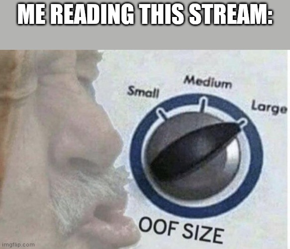 Oof size large | ME READING THIS STREAM: | image tagged in oof size large | made w/ Imgflip meme maker