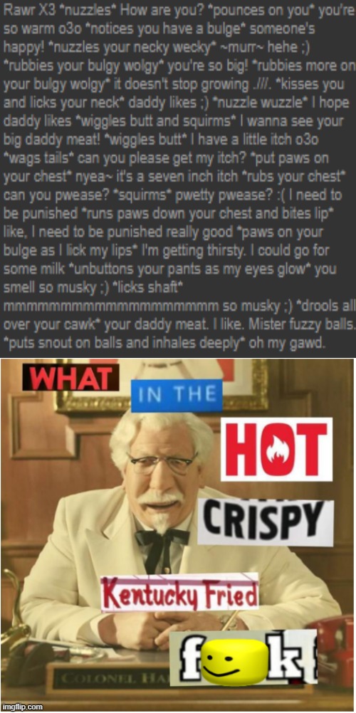 image tagged in what in the hot crispy kentucky fried frick censored | made w/ Imgflip meme maker