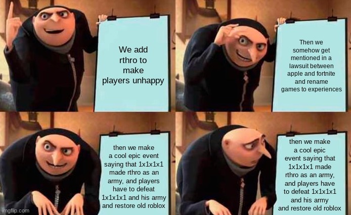 It would be pretty damn cool if they did an event like this. | image tagged in roblox,roblox meme,gru's plan | made w/ Imgflip meme maker