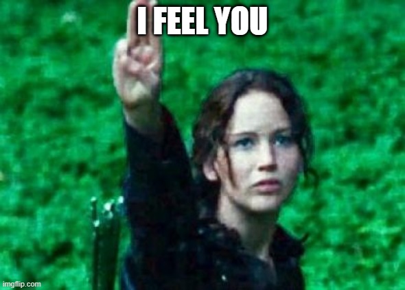 Katniss salute | I FEEL YOU | image tagged in katniss salute | made w/ Imgflip meme maker