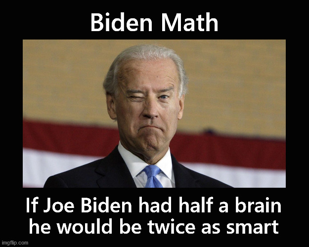 If Joe Biden had half a brain ... | Biden Math; If Joe Biden had half a brain
he would be twice as smart | image tagged in joe biden | made w/ Imgflip meme maker