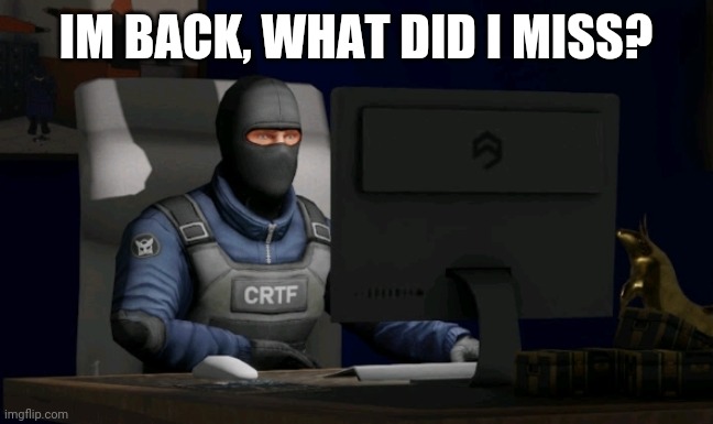 counter-terrorist looking at the computer | IM BACK, WHAT DID I MISS? | image tagged in computer | made w/ Imgflip meme maker