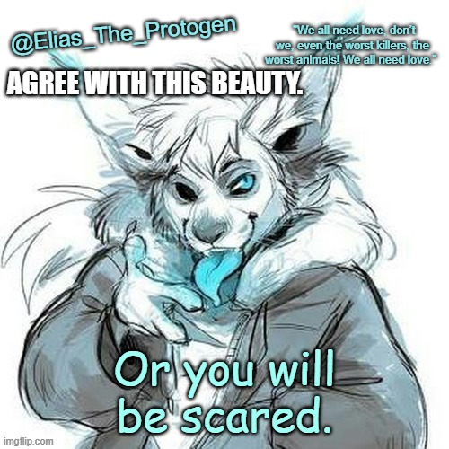 Love is love | AGREE WITH THIS BEAUTY. Or you will be scared. | image tagged in elias_the_protogen furry sans announcement template | made w/ Imgflip meme maker