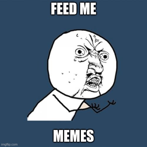 feed me | FEED ME; MEMES | image tagged in memes,y u no | made w/ Imgflip meme maker