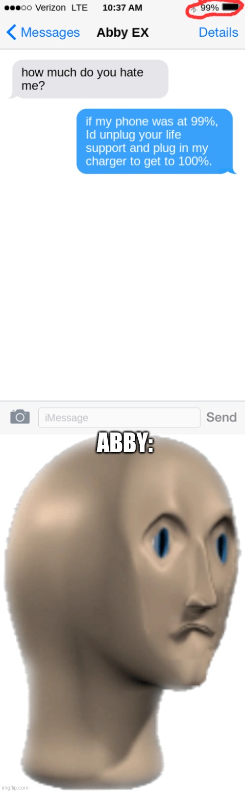 oh no | ABBY: | image tagged in shocked meme man | made w/ Imgflip meme maker