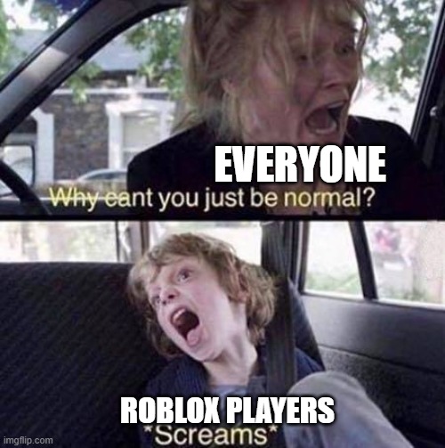 too true | EVERYONE; ROBLOX PLAYERS | image tagged in why can't you just be normal | made w/ Imgflip meme maker