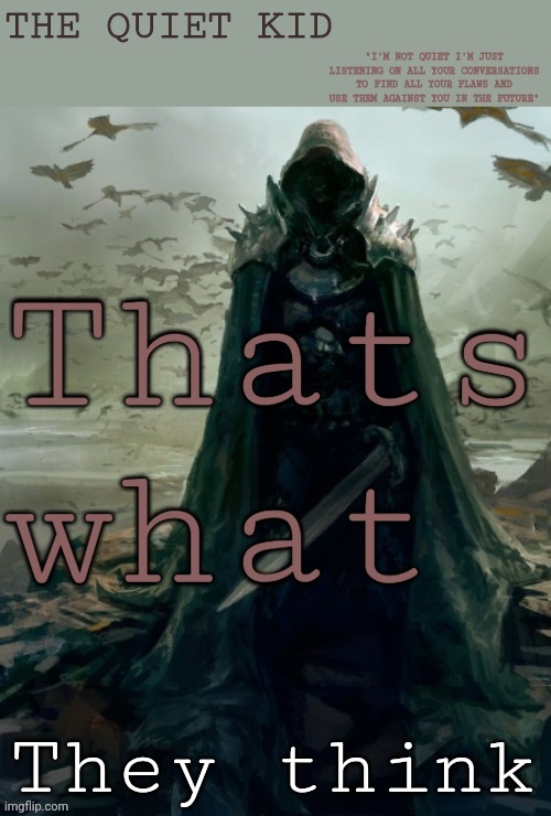 Quiet kid | Thats what They think | image tagged in quiet kid | made w/ Imgflip meme maker