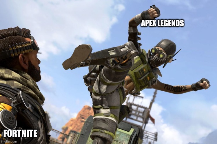 octane stomping mirage | APEX LEGENDS; FORTNITE | image tagged in octane stomping mirage | made w/ Imgflip meme maker