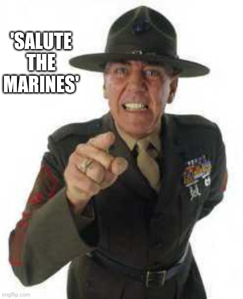 marine drill | 'SALUTE THE MARINES' | image tagged in marine drill | made w/ Imgflip meme maker