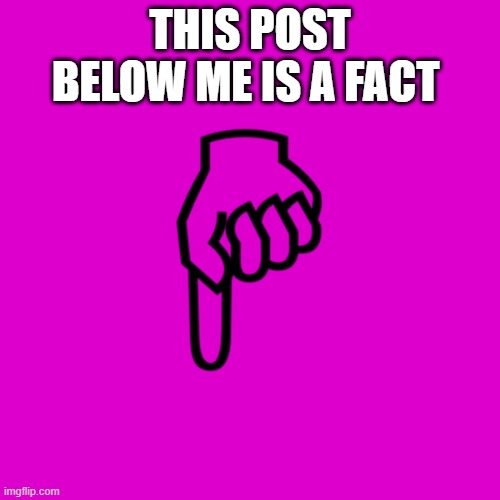 be mean to the person below | THIS POST BELOW ME IS A FACT | image tagged in be mean to the person below | made w/ Imgflip meme maker