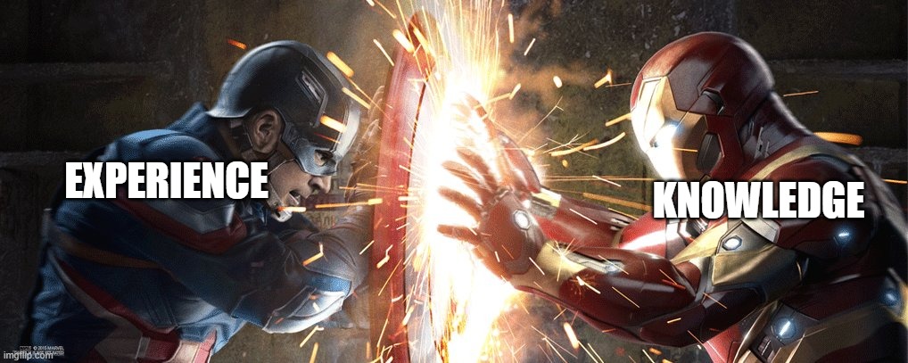 Marvel Civil War | EXPERIENCE KNOWLEDGE | image tagged in marvel civil war | made w/ Imgflip meme maker