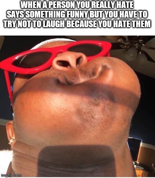 Hold breathe | WHEN A PERSON YOU REALLY HATE SAYS SOMETHING FUNNY BUT YOU HAVE TO TRY NOT TO LAUGH BECAUSE YOU HATE THEM | image tagged in hold breathe | made w/ Imgflip meme maker
