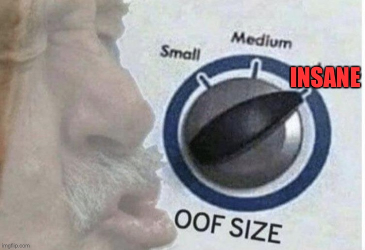 Oof size large | INSANE | image tagged in oof size large | made w/ Imgflip meme maker