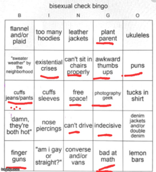 A-am i bi?!? | image tagged in bisexual bingo | made w/ Imgflip meme maker