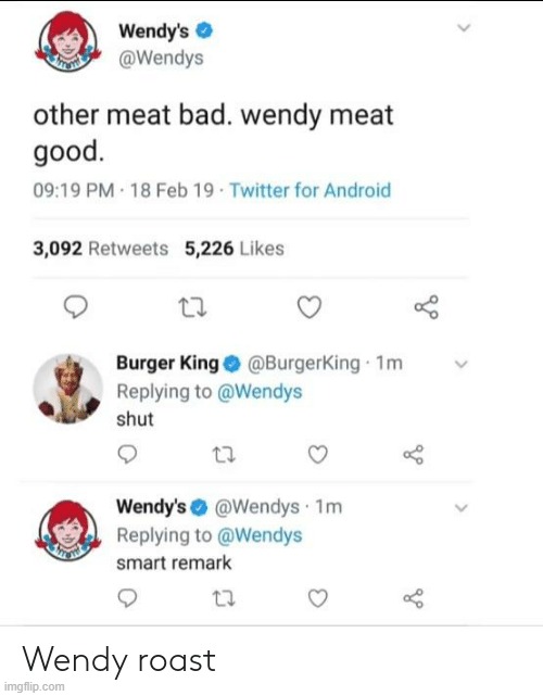Wendy good | image tagged in wendy's,vs,burger king | made w/ Imgflip meme maker