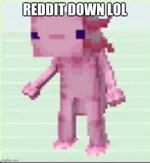 Axolandl | REDDIT DOWN LOL | image tagged in axolandl | made w/ Imgflip meme maker