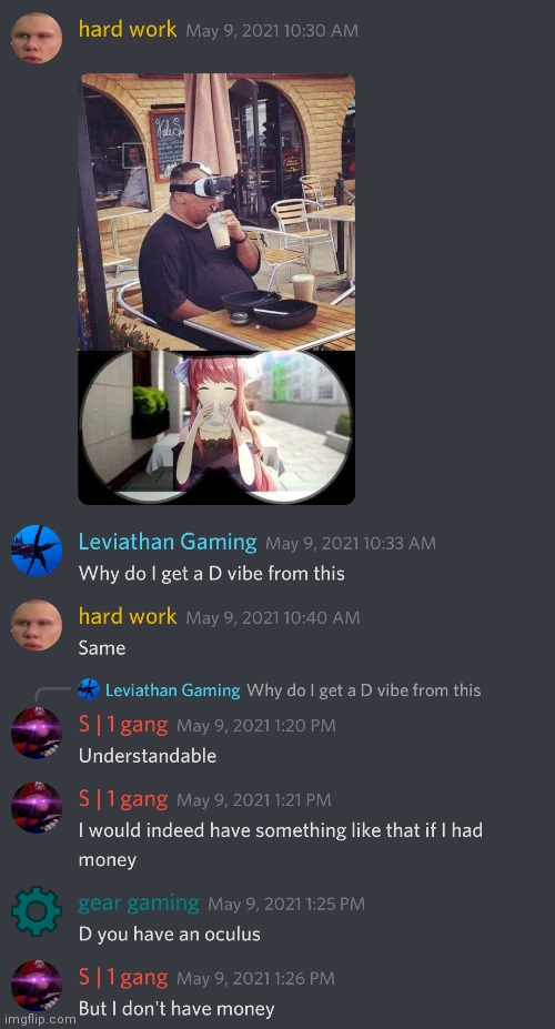 Discord moment | image tagged in discord,vr | made w/ Imgflip meme maker