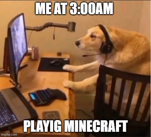 me | ME AT 3:00AM; PLAYIG MINECRAFT | image tagged in me | made w/ Imgflip meme maker