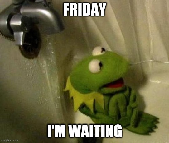 Kermit on Shower | FRIDAY; I'M WAITING | image tagged in kermit on shower | made w/ Imgflip meme maker