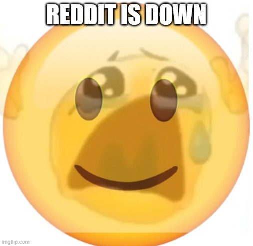 happy emoji on the outside, but crying on the inside | REDDIT IS DOWN | image tagged in happy emoji on the outside but crying on the inside | made w/ Imgflip meme maker