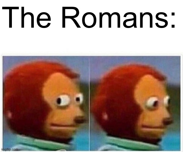 Monkey Puppet Meme | The Romans: | image tagged in memes,monkey puppet | made w/ Imgflip meme maker