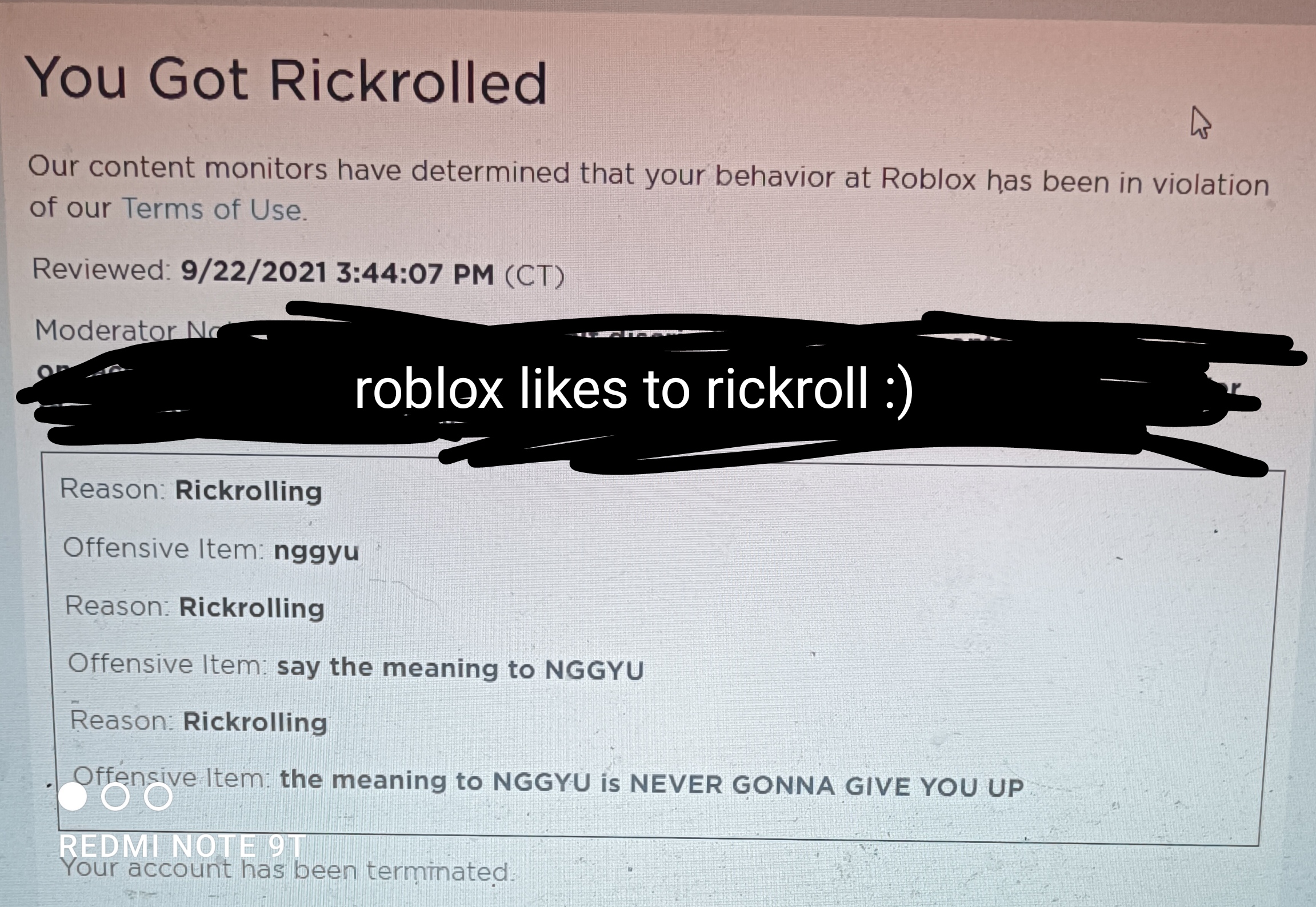 Rickrolled by roblox Blank Meme Template