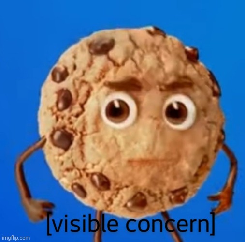 Visible Concern Cookie ( credit to soap.com ) | image tagged in chips ahoy,cookie,barney will eat all of your delectable biscuits,visible concern,why are you reading this | made w/ Imgflip meme maker