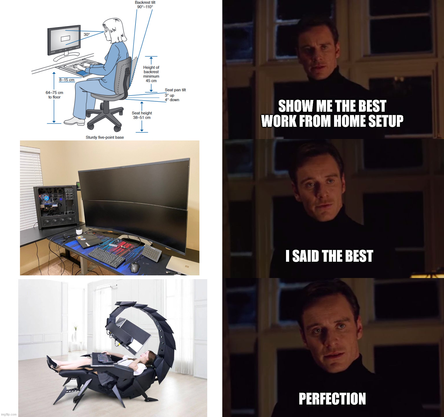The perfect work from home setup | SHOW ME THE BEST WORK FROM HOME SETUP; I SAID THE BEST; PERFECTION | image tagged in perfection | made w/ Imgflip meme maker