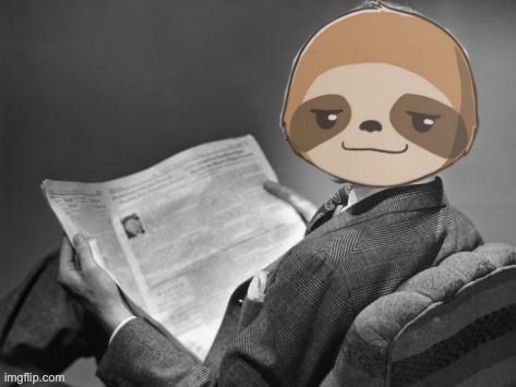 Sloth newspaper | image tagged in sloth newspaper | made w/ Imgflip meme maker