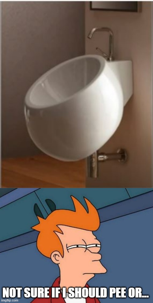 Sink-inal? | NOT SURE IF I SHOULD PEE OR... | image tagged in memes,futurama fry | made w/ Imgflip meme maker