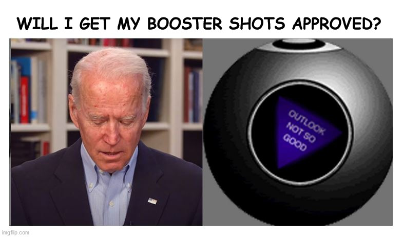 Joe has a new advisor | WILL I GET MY BOOSTER SHOTS APPROVED? | image tagged in 8 ball | made w/ Imgflip meme maker