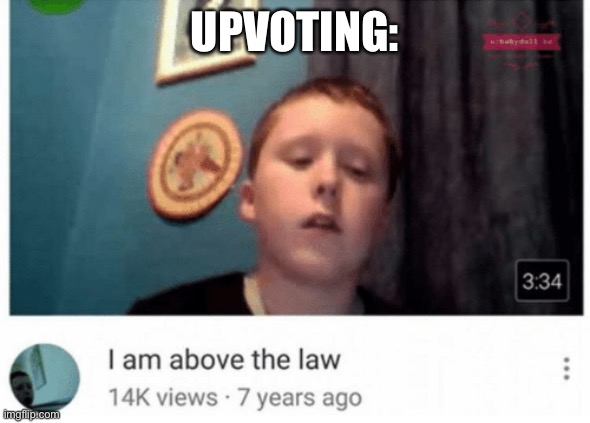 I am above the law | UPVOTING: | image tagged in i am above the law | made w/ Imgflip meme maker