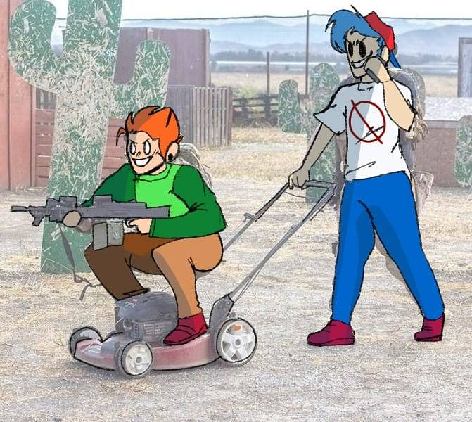 High Quality pico on a lawnmower Blank Meme Template