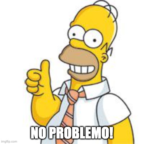 homer no problemo | NO PROBLEMO! | image tagged in homer no problemo | made w/ Imgflip meme maker