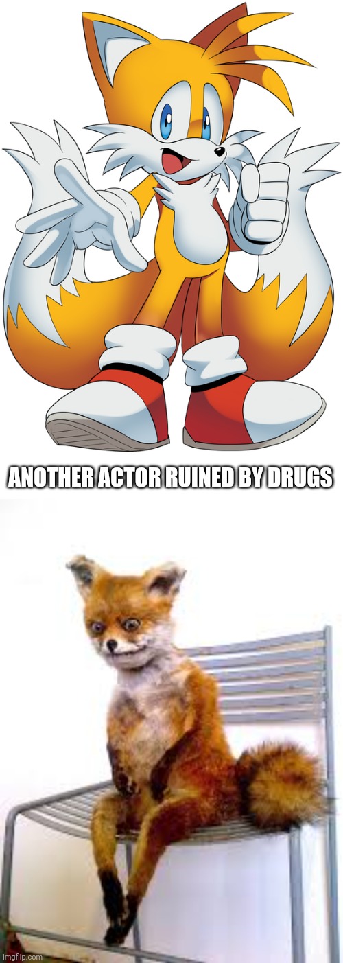 ANOTHER ACTOR RUINED BY DRUGS | image tagged in tails | made w/ Imgflip meme maker